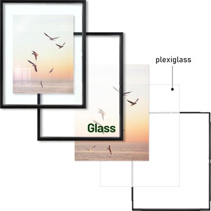 Frametory, Floating Picture Frame 12x16 - Black Aluminum Metal Photo Frame - Real Glass of Front - for Wall Mount Display