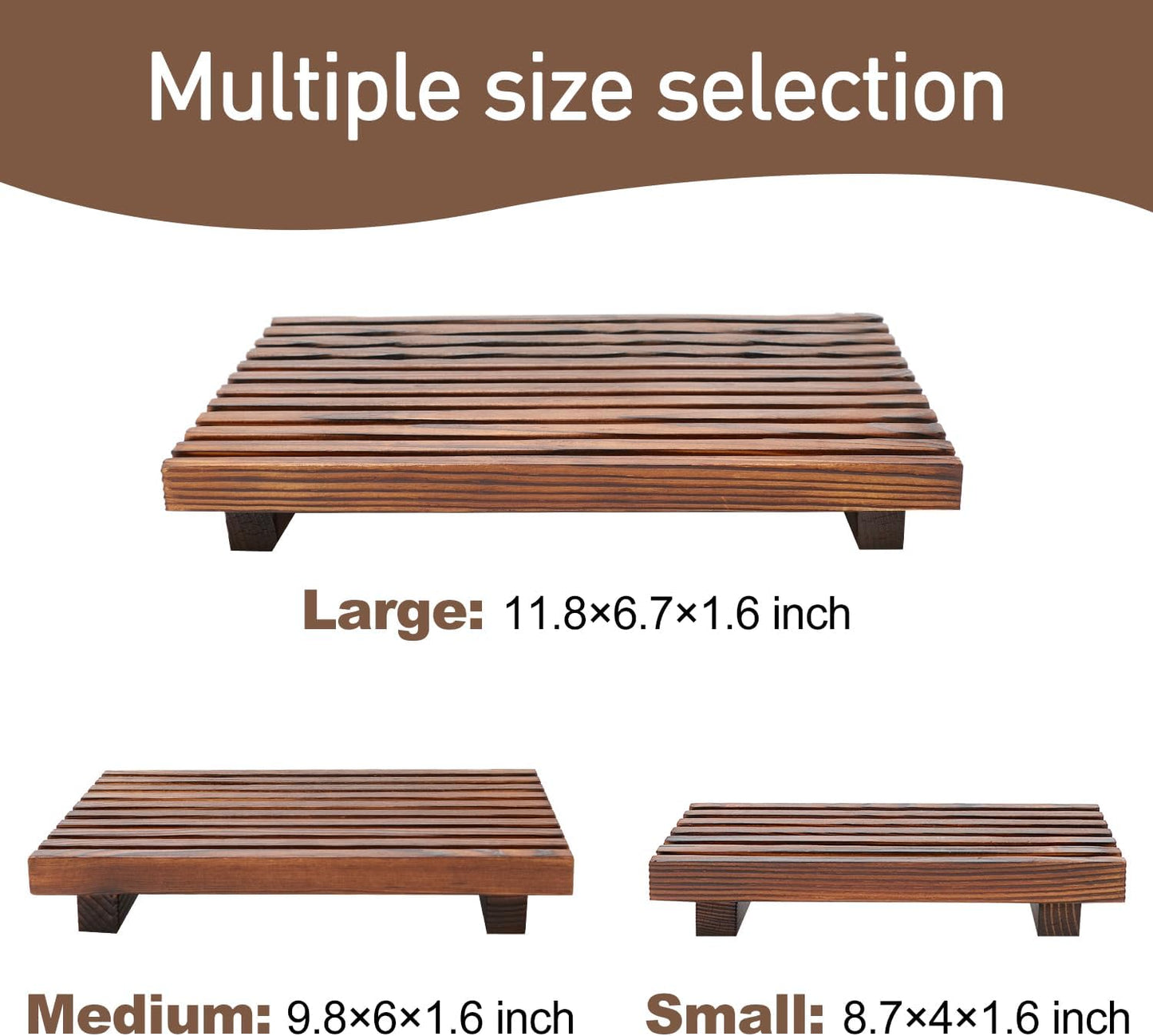 Renawe Farmhouse Bathroom Counter Tray Wood Display Pedesta Stand Kitchen Countertop Trays Decorative Wooden Riser Dish Soap Dispenser Holder for Bathroom Sink Accessories Kitchen Decor Vanity Tray