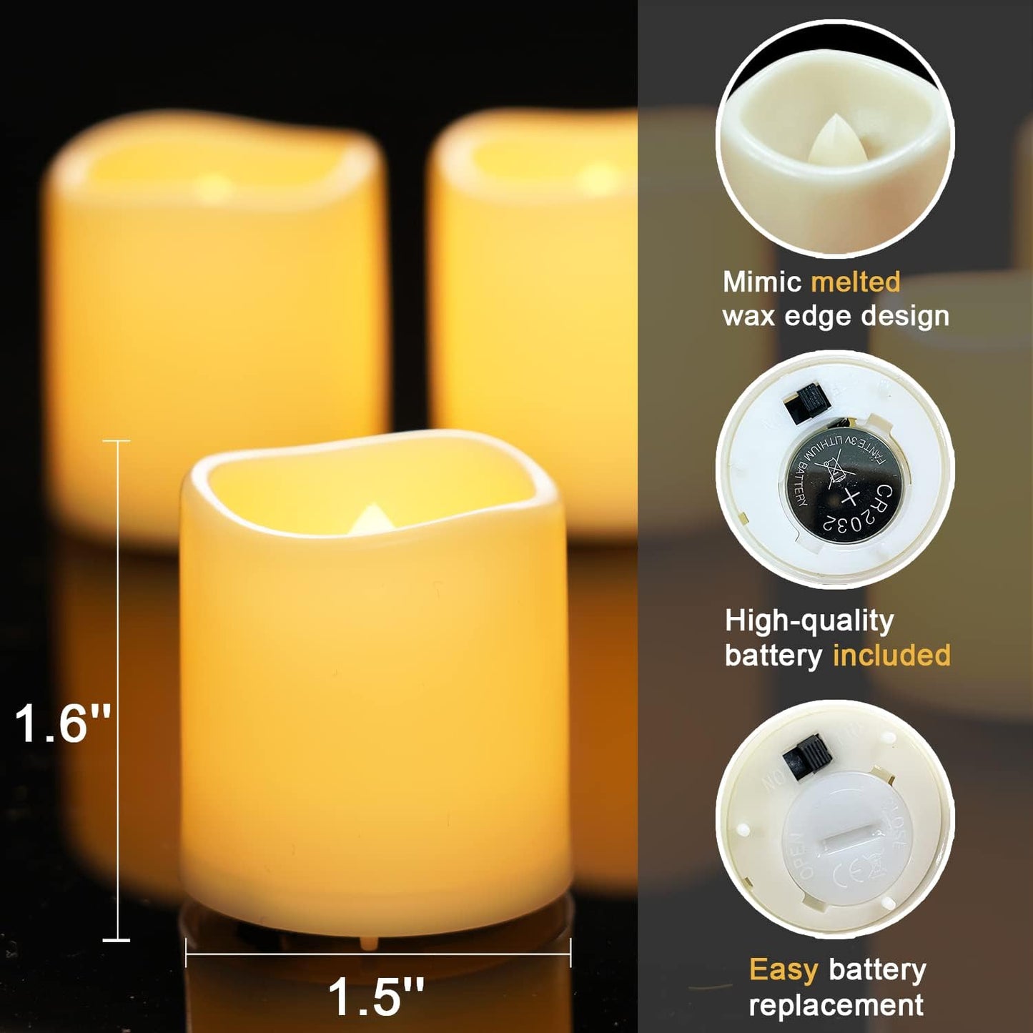 Homemory 24Pack Flickering Flameless Votive Candles,200+Hour Electric Fake Candles,Battery Operated LED Tealight for Wedding,Outdoor,Table,Halloween,Christmas Decor(Warm White,Battery Included)
