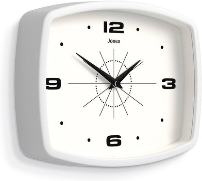 JONES CLOCKS® Movie wall Clock | Retro Rectangular Clock | 10 inch | Orange | Cool mid-Century Designer Look for Kitchen, Living Room or Office