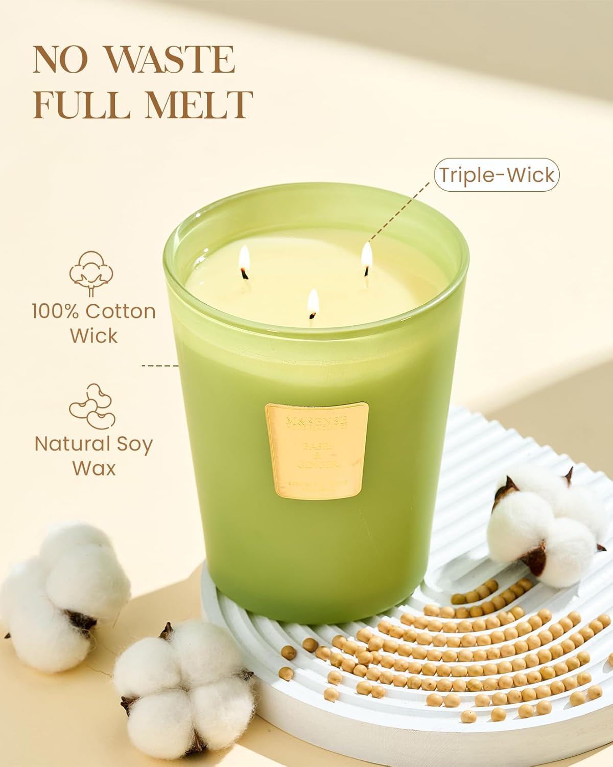 M&SENSE Jasmine Candles Highly Scented 3 Wick 35oz 150 Hours Burn Extra Large Jar Candles for Women, Natural Soy Wax Aromatherapy Candle for Stress Relief, Meditation, Yoga, Spa - Colors A