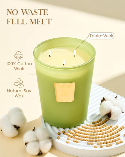 M&SENSE Jasmine Candles Highly Scented 3 Wick 35oz 150 Hours Burn Extra Large Jar Candles for Women, Natural Soy Wax Aromatherapy Candle for Stress Relief, Meditation, Yoga, Spa - Colors A