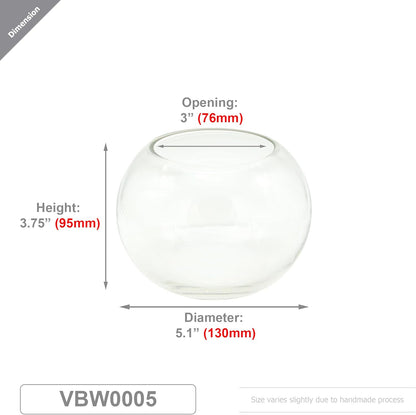 WGV Bowl Glass Vase, Diameter 6", Height 4.5", Open Width 4", (Multiple Sizes Choices) Clear Bubble Planter Terrarium Fish Bowl for Wedding Event Home Decor, 1 Piece (VBW0006A)