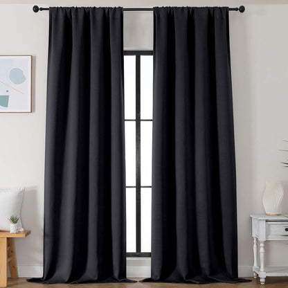 Simplebrand Ava Sage Green Blackout Curtains for Bedroom 63 Inch Length 2 Panels Set, Solid Thermal Insulated Energy Saving Rod Pocket Window Treatment Curtains Blackout Drapes, W40 x L63 Inch, Sage - Colors C