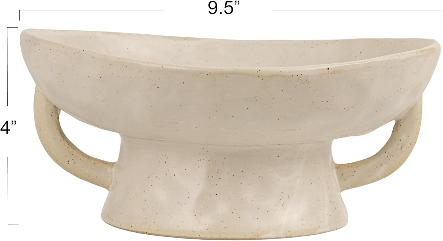 Creative Co-Op Stoneware Bowl w Reactive Glaze, White