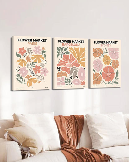 Sage Green Boho Wall Art Set of 3, Minimalist Framed Wall Art Geometric Line Leaf Sun Moon Beige Green Canvas Artwork Paintings, Abstract Botanical Boho Room Decor, Office, 12"x16"