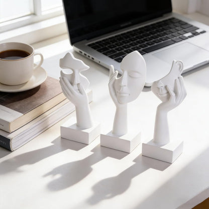 3 Pcs Thinker Small Statue Set - Black Gold Home Decor Abstract Art Figurines for Shelves, Living Room Coffee Table, Office Desktop (3 Pcs Gold, 6")