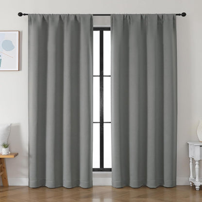 Simplebrand Ava Sage Green Blackout Curtains for Bedroom 63 Inch Length 2 Panels Set, Solid Thermal Insulated Energy Saving Rod Pocket Window Treatment Curtains Blackout Drapes, W40 x L63 Inch, Sage - Colors B