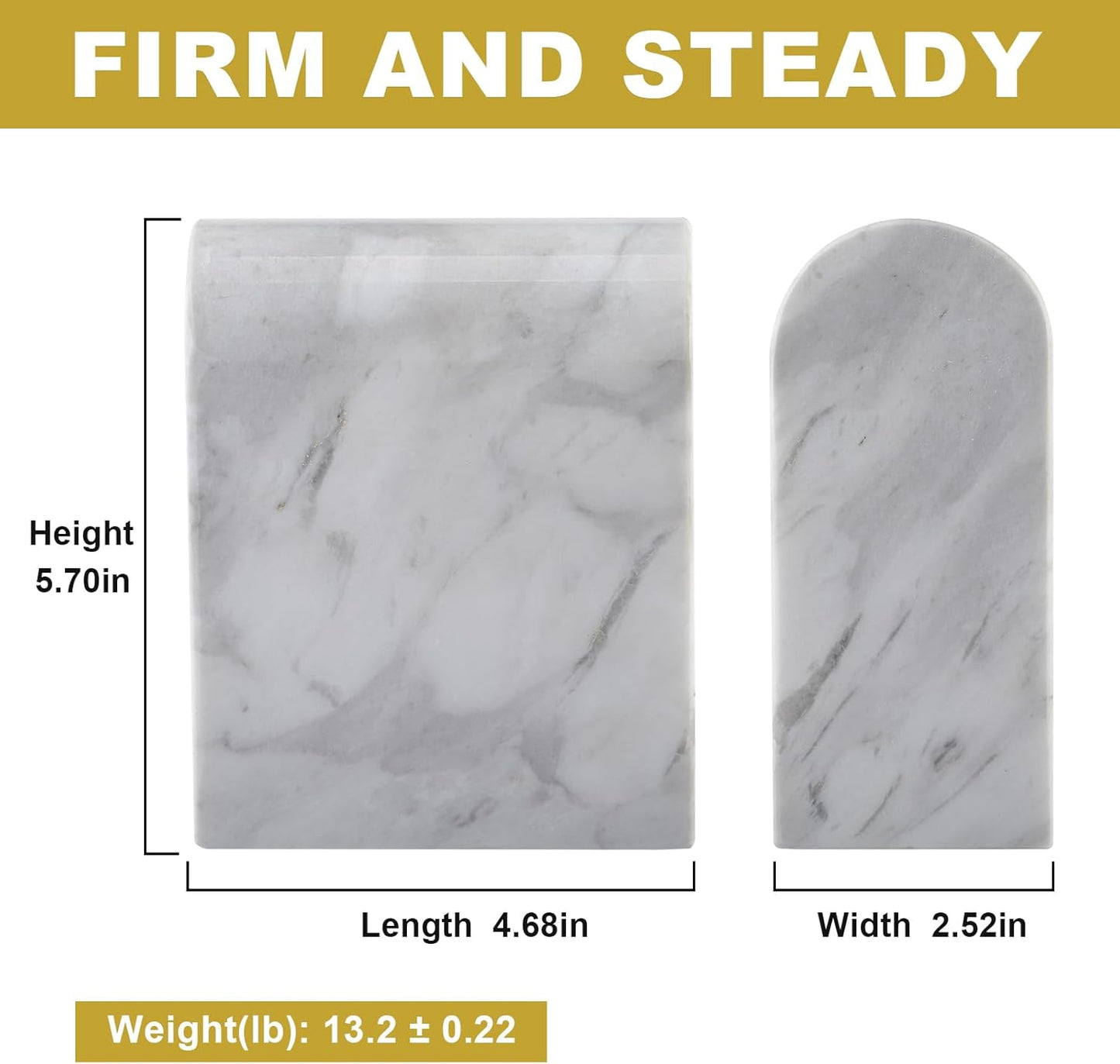 Koville African Natural Marble Bookends for Shelves, Non-Slip Book Ends, 13LBS Ultra Heavy Duty Marble Book Holder Organizer, Apartment Decor for Movies/CD/Video Games(Namib Fantasy)