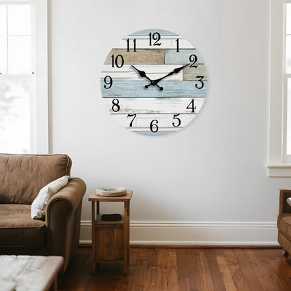 KECYET Wall Clock Battery Operated 8 Inch Silent Non Ticking Coastal Design Country Rustic Retro Decorative for Bathroom Kitchen Living Room Bedroom