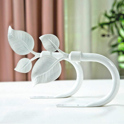 HIKMLK Leaf Shaped Curtain Tieback Holdbacks 2pcs, Handmade Metal Curtain Side Holders for Wall, Curtain Hook Pull Backs for Drapes Window Decoration