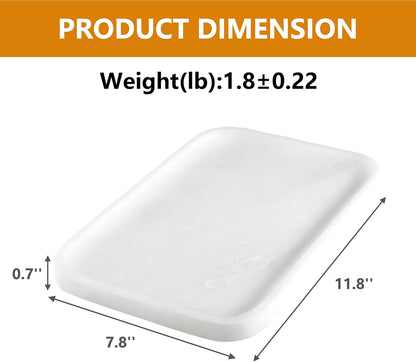 Marble Vanity Tray for Dresser Organizer, Travertine Bathroom Tray Countertop, Beige Decorative Serving Trays, Kitchen Sink Storage, Jewelry & Perfume Holder(Travertino Romano)
