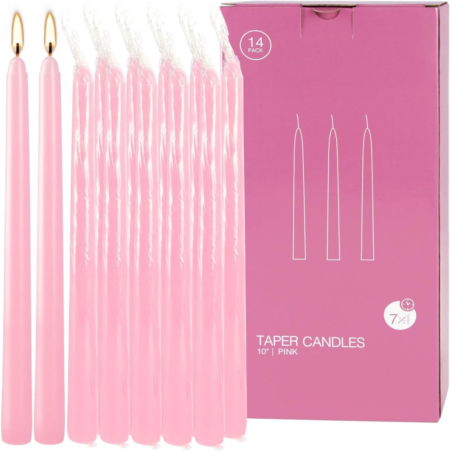 30-Pack 10-Color Taper Candles - 10 Inch Dripless & 10-Hour Burn｜Wedding/Birthday/Home Decor with Premium Wax