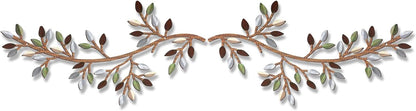 Hotop 2 Pieces Metal Tree Leaf Wall Decor Vine Olive Branch Leaf Wall Art Wrought Iron Scroll Sculptures Above the Bed, Living Room, Outdoor Decoration (Classic Style,Black)