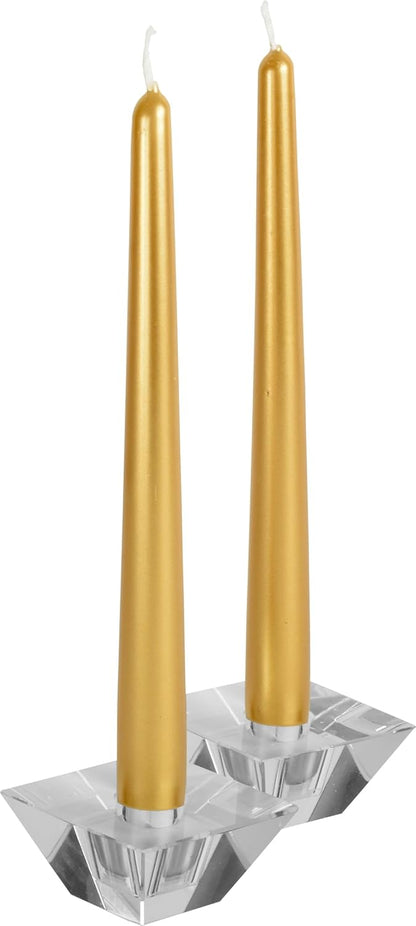 Hyoola Tall Taper Candles - 10 Inch Metallic Gold Unscented Dripless Taper Candles - 8 Hour Burn Time - 4 Pack
