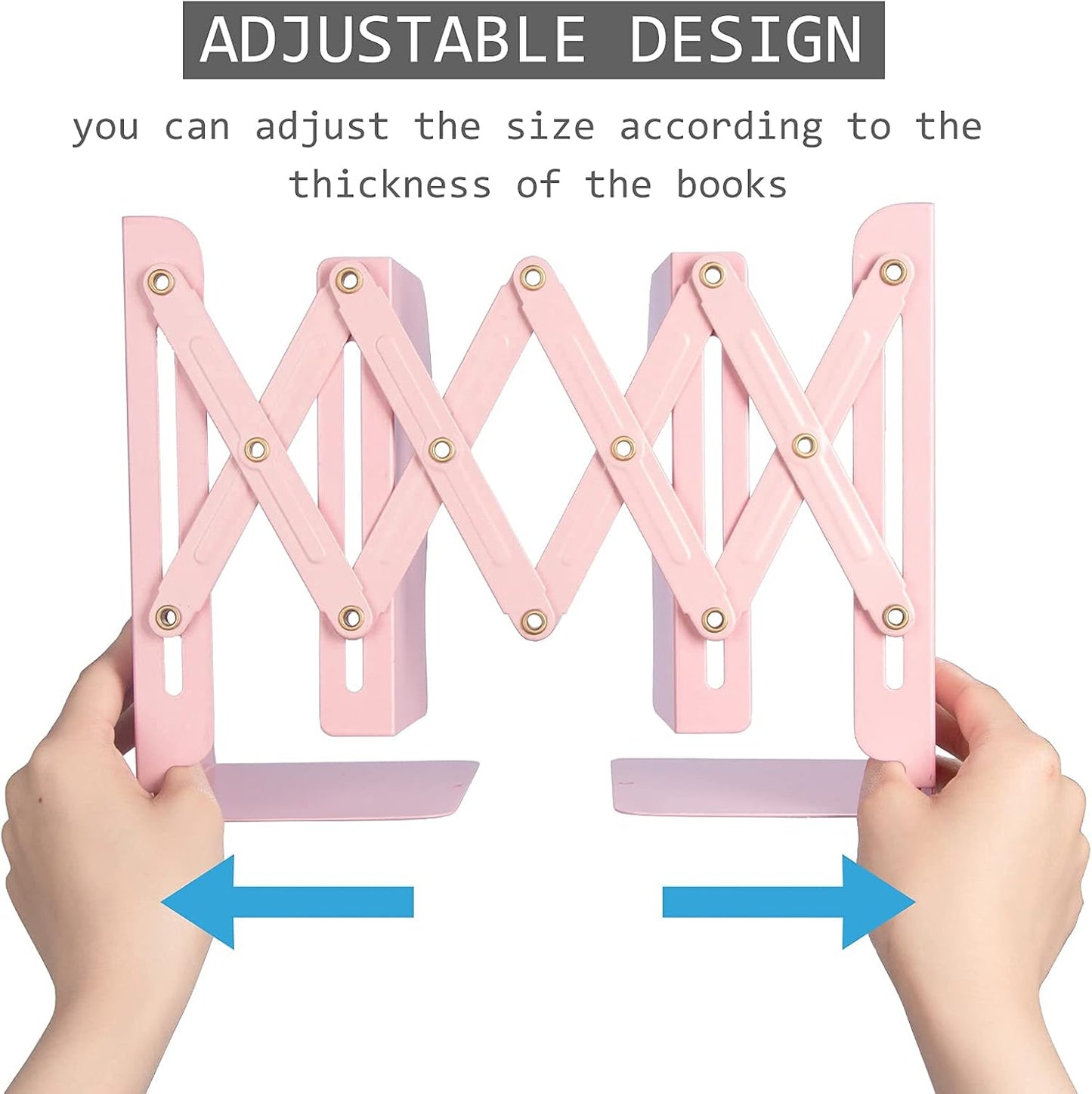 Aobopar Adjustable Book Ends, Metal Bookends for Heavy Books, Desk Book Holder for Shelves, Book Organizer for Desk, Suitable for Office, Home and School Use (Black)