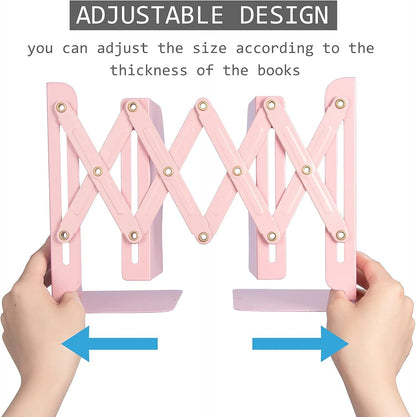 Aobopar Adjustable Book Ends, Metal Bookends for Heavy Books, Desk Book Holder for Shelves, Book Organizer for Desk, Suitable for Office, Home and School Use (Black)