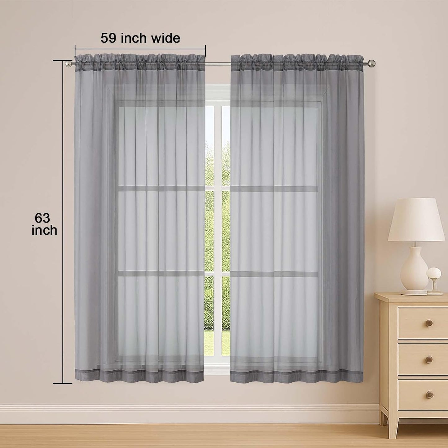 OWENIE Sheer Curtains 84 inches Long 2 Panels Set for Living Room/Bedroom, Rod Pocket Voile Sheer Panel Drapes, White, 2pcs, Each 42" W x 84" L - Colors A