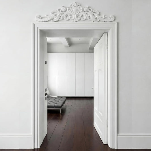 Sintuff 11" H x 43" W x 1" P Door Frame Molding Pediment over Door Large PU Window Frame Decor French Country Decoration for Home Living Room Entryway Wall Art(Elegant Style)