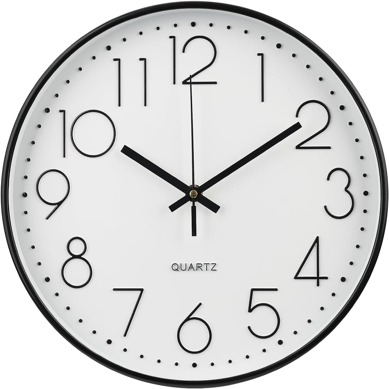 Wall Clock 12 Inch Non-Ticking Silent Modern Simple Style Round Decor Clock Gold Stereoscopic Dial Quartz Wall Clocks for Home/Office/School/Living Room/Bedroom/Kitchen