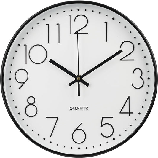 Wall Clock 12 Inch Non-Ticking Silent Modern Simple Style Round Decor Clock Gold Stereoscopic Dial Quartz Wall Clocks for Home/Office/School/Living Room/Bedroom/Kitchen