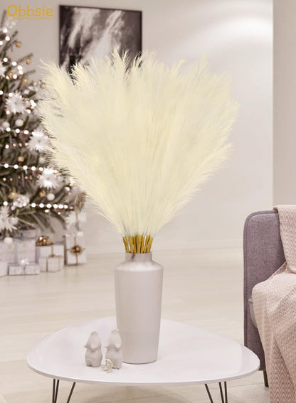 obbsie 50pcs Pink Faux Pampas Grass Decor, 21.6" Short Artificial Floral Branches Vase Filler Flower Arrangement for Home Wedding Boho Outdoor Decor