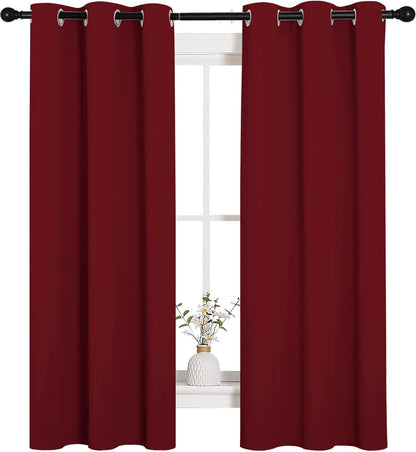 NICETOWN Halloween Pitch Black Solid Thermal Insulated Grommet Blackout Curtains/Drapes for Bedroom Window (2 Panels, 42 inches Wide by 63 inches Long, Black) - Colors A