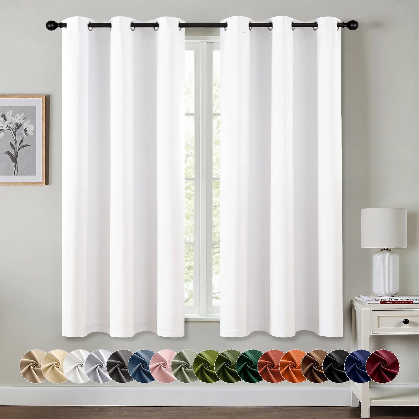 MIULEE Blackout Curtains for Bedroom Living Room 2 Panels, Thermal Insulated Room Darkening Drapes Grommet Noise Reducing Light Blocking Window Treatments 63 Inches Long 40x63 Inch Black - Colors A
