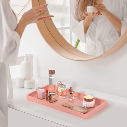 Bathroom Vanity Tray for Countertop - Bamboo Organizer Tray for Dresser Tops, Toilet, Perfume Small Decorative Tray Wood Tray for Home Decoration 11.81” L x 6.1” W x 0.79” H Black