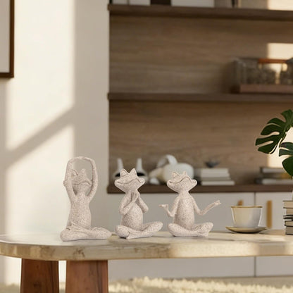 Suoedd Gold Frog Figurines Yoga Decor 3.7In Set of 3 –Frog Yoga Statues for Modern Living Room Desk Table Home Office Bookshelf Shelves Sculptures Decor,Gifts for Mom Women