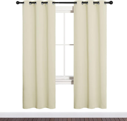 NICETOWN Halloween Pitch Black Solid Thermal Insulated Grommet Blackout Curtains/Drapes for Bedroom Window (2 Panels, 42 inches Wide by 63 inches Long, Black) - Colors C
