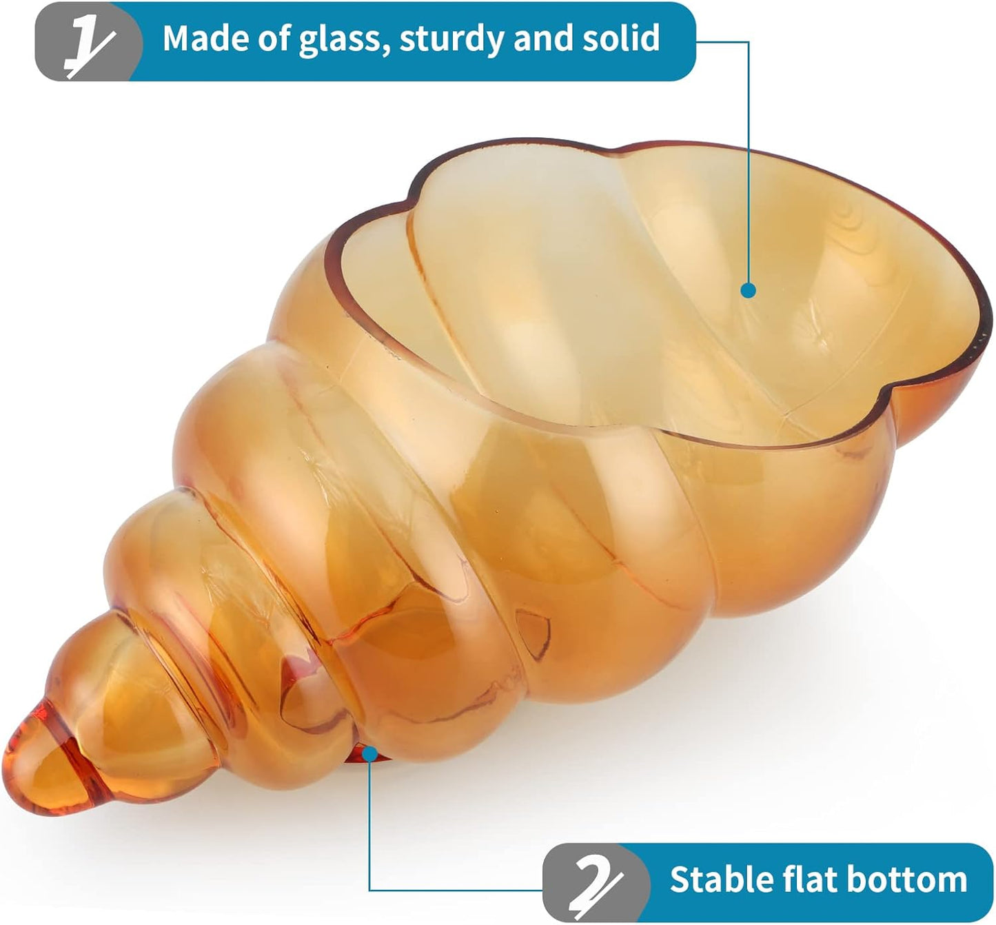 MDLUU Glass Shell Vase, 11-Inch Seashell Potpourri Holder, Large Decorative Conch Bowl for Shell Collection Display, Sea Glass, Air Plant