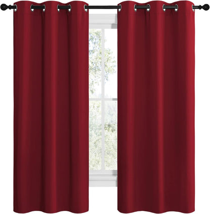 NICETOWN Halloween Pitch Black Solid Thermal Insulated Grommet Blackout Curtains/Drapes for Bedroom Window (2 Panels, 42 inches Wide by 63 inches Long, Black) - Colors A