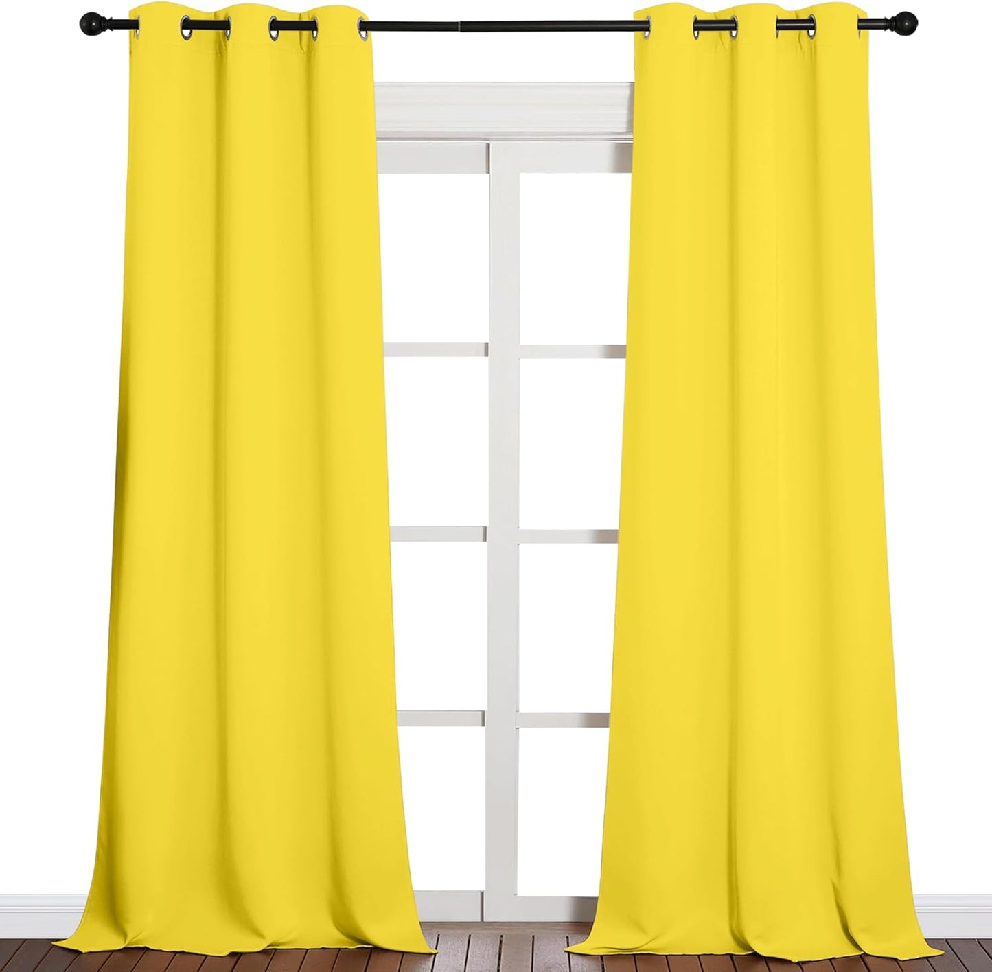 NICETOWN Halloween Pitch Black Solid Thermal Insulated Grommet Blackout Curtains/Drapes for Bedroom Window (2 Panels, 42 inches Wide by 63 inches Long, Black) - Colors C