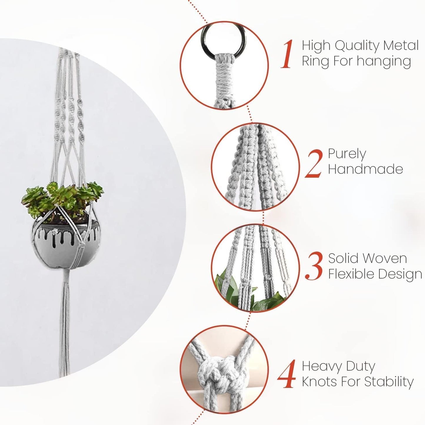 feedee Macrame Plant Hangers Indoor Macrame Hanging Planters for Indoor Plants, 6 Pack Hanging Plant Holders Indoor Hanging, Macromay Plant Hangers for Indoor Plant Hanger, Outdoor Flower Pots Holder