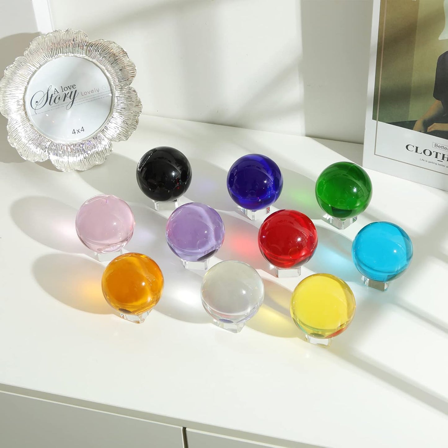 LONGWIN 50mm(2 inch) K9 Photography Solid Crystal Glass Ball Sphere with Free Stand Suncatcher (Clear)