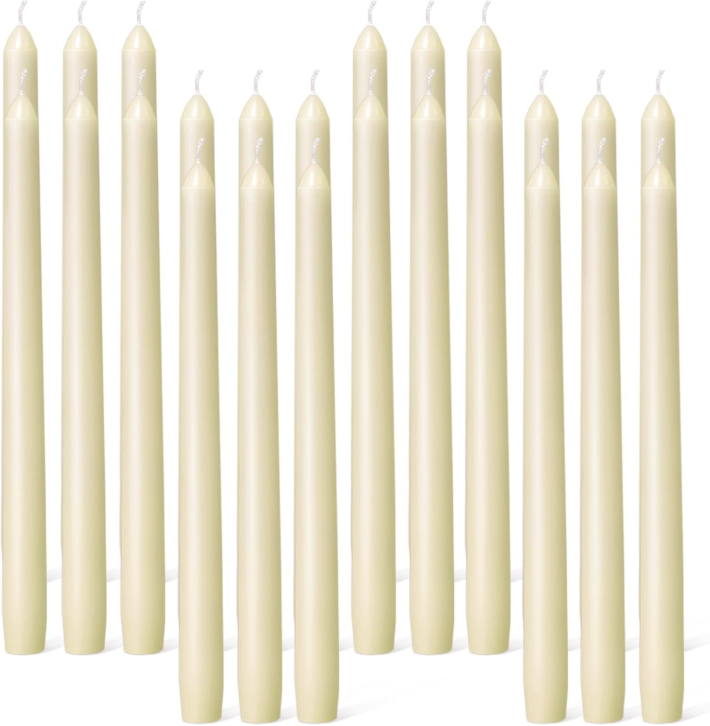 Everymoment Ivory Taper Candles - 4 Pack 10 Inch Candlesticks - Dripless & Smokeless Tapered Candle 8 Hours Unscented Cream Candle Sticks - Perfect for Wedding Holiday Dinner Party Home Decor