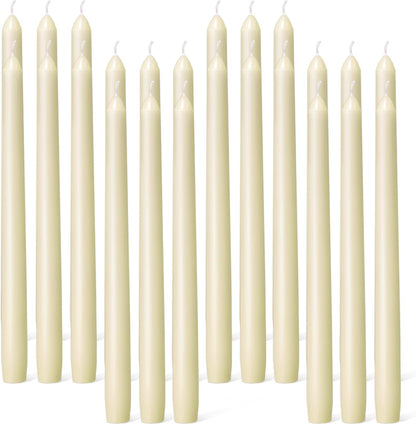 Everymoment Ivory Taper Candles - 4 Pack 10 Inch Candlesticks - Dripless & Smokeless Tapered Candle 8 Hours Unscented Cream Candle Sticks - Perfect for Wedding Holiday Dinner Party Home Decor