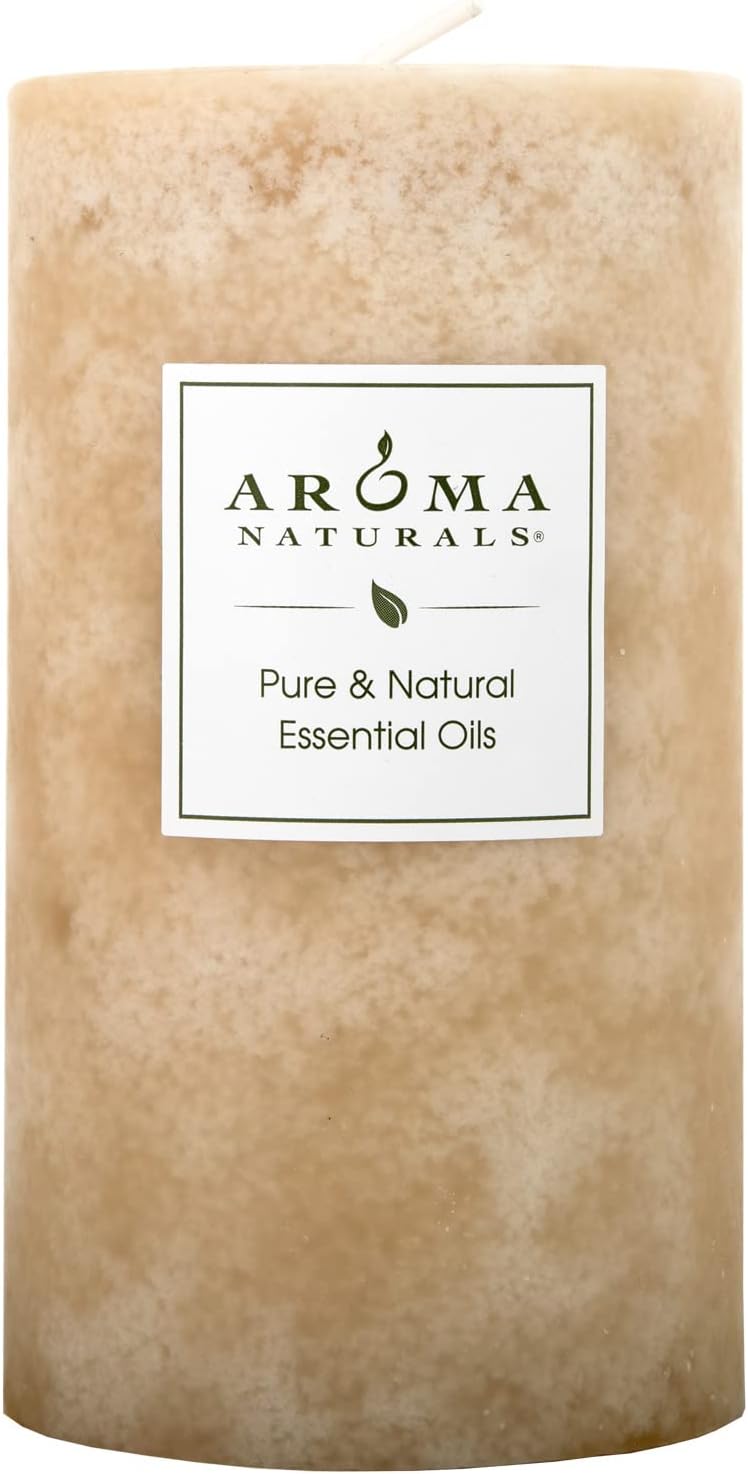Aroma Naturals Essential Oil Orange and Lemongrass Scented Pillar Candle, Ambiance, 2.5 inch x 4 inch, Yellow