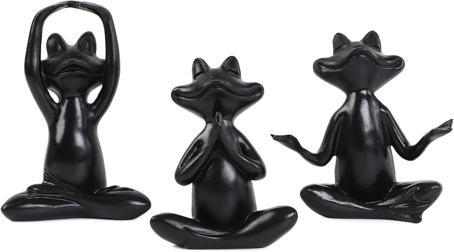 Suoedd Gold Frog Figurines Yoga Decor 3.7In Set of 3 –Frog Yoga Statues for Modern Living Room Desk Table Home Office Bookshelf Shelves Sculptures Decor,Gifts for Mom Women