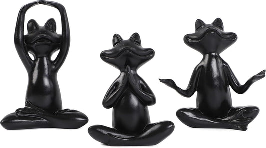 Suoedd Gold Frog Figurines Yoga Decor 3.7In Set of 3 –Frog Yoga Statues for Modern Living Room Desk Table Home Office Bookshelf Shelves Sculptures Decor,Gifts for Mom Women