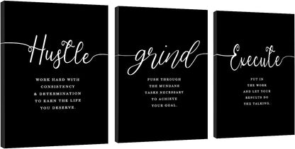 Inspirational Canvas Painting Wall Art -EPHANY ART,Mindset Quotes Prints, Success Framed Entrepreneur Poster Positive Quotes Wall Poster for Home Office Workplace (M-3pcs,12x16inchx3pcs)