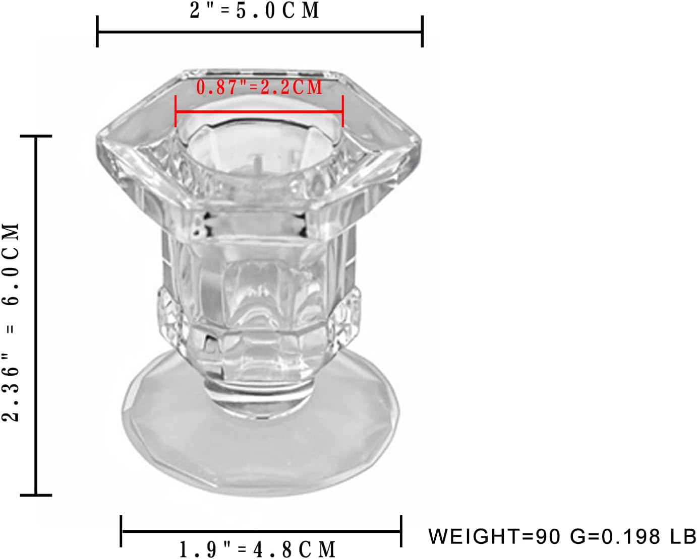 Candlestick Holders - 6 Pack Glass Candlestick Holders, 2.36" Height Clear Taper Candle Holders for Candlesticks, Small Centerpiece for Wedding, Festival, Party Decor (6, Clear)