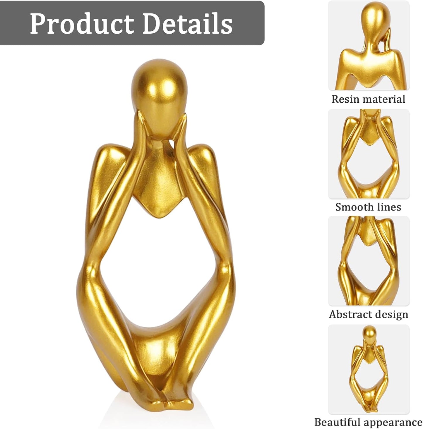 Sandstone Resin Thinker Style Abstract Sculpture Statue Collectible Figurines Home Office Bookshelf Desktop Decor(Small Sandstone,Left)