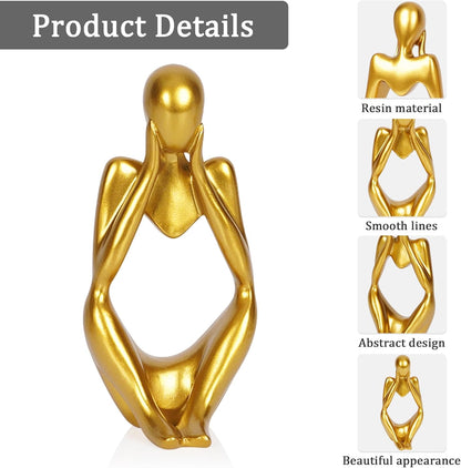 Sandstone Resin Thinker Style Abstract Sculpture Statue Collectible Figurines Home Office Bookshelf Desktop Decor(Small Sandstone,Left)