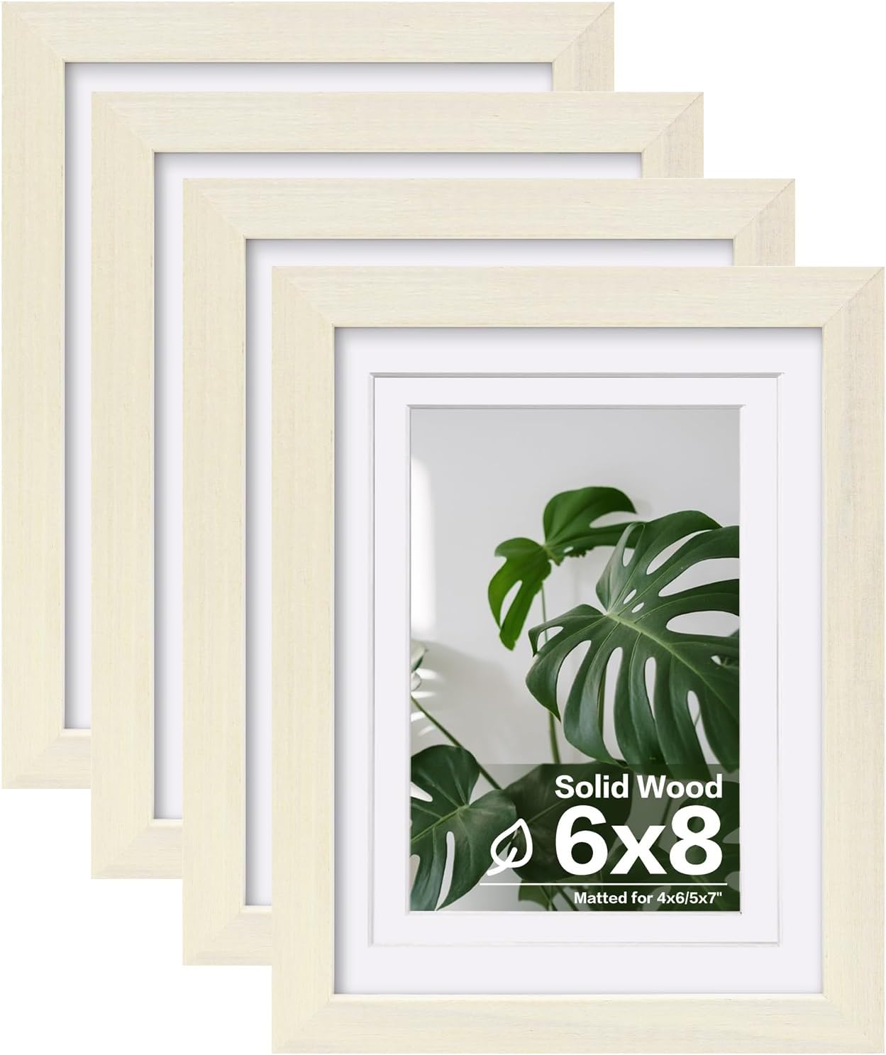 Egofine 8x10 Picture Frames Set of 4, Made of Solid Wood Covered by Plexiglass 4x6 and 5x7 with Mat or 8x10 without Mat, for Table Top Display and Wall Mounting Photo Frame Black