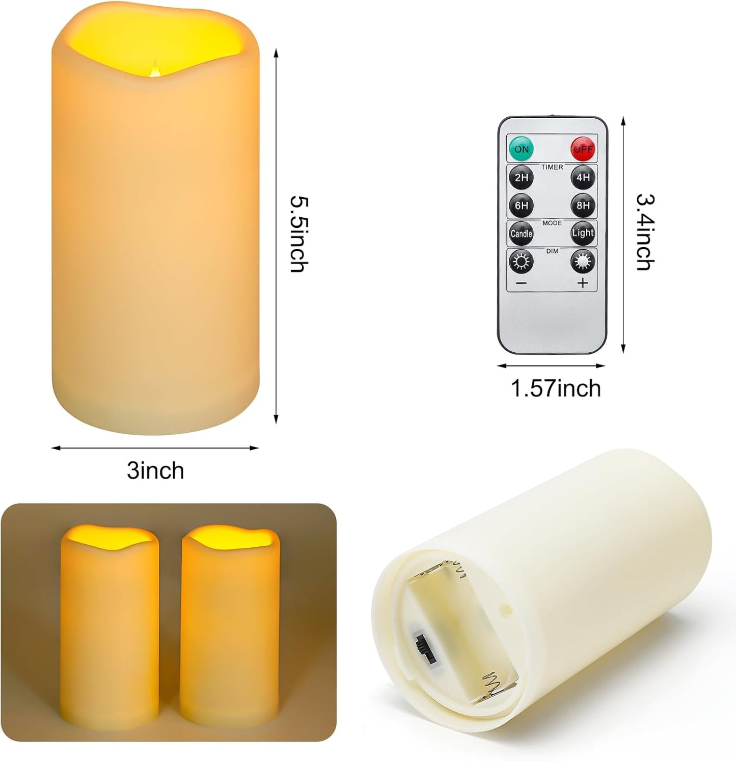 Enido Flameless Candles, Color Changing LED Candles(D: 3" x H: 4" 5" 6") Battery Operated Outdoor Waterpoof Candles Plastic Pack of 9 Flameless Pillar Candles