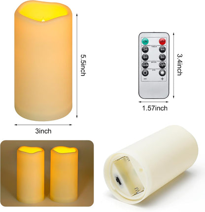 Enido Flameless Candles, Color Changing LED Candles(D: 3" x H: 4" 5" 6") Battery Operated Outdoor Waterpoof Candles Plastic Pack of 9 Flameless Pillar Candles