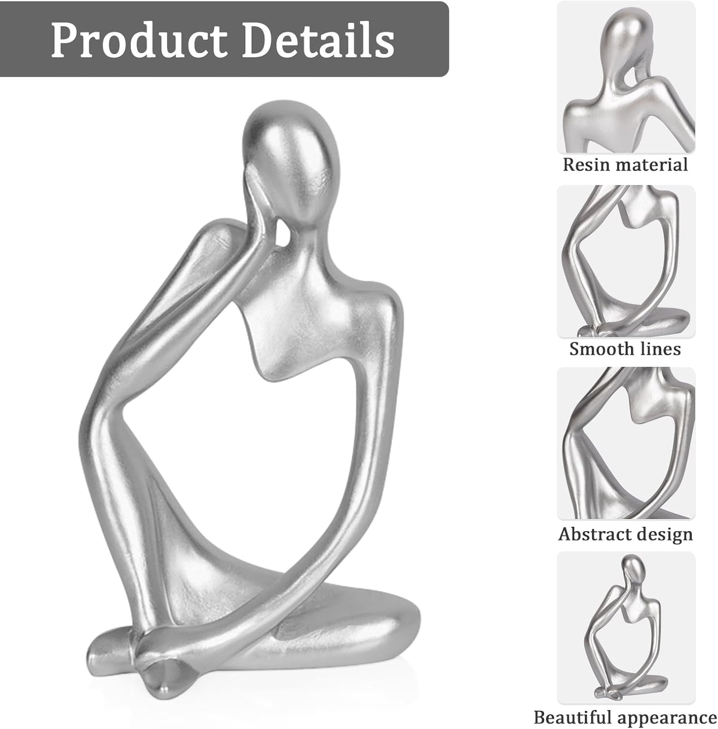 Sandstone Resin Thinker Style Abstract Sculpture Statue Collectible Figurines Home Office Bookshelf Desktop Decor(Small Sandstone,Left)