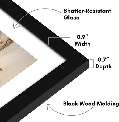 Americanflat 4x6 Collage Picture Frame with Shatter-Resistant Glass - Fits Five 4x6 Photos or Use as One 11x14 Picture Frame - Signature Collection - Collage Frames for Wall Display - Black
